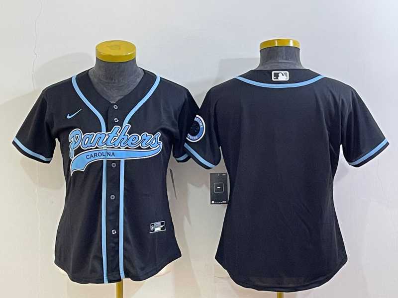 Women%27s Carolina Panthers Blank Black With Patch Cool Base Stitched Baseball Jersey->women nfl jersey->Women Jersey